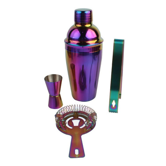 8-Piece Stainless Steel Cocktail Shaker Set, Electroplating Colorful Shaker $43.40 Dana Fashion style: 550ml Dana's Kitchen Specification: Material: Stainless steel Style: Western Color: Blue Components: 8 Number of kits: 8 sets Specification: 550ml 8-pie