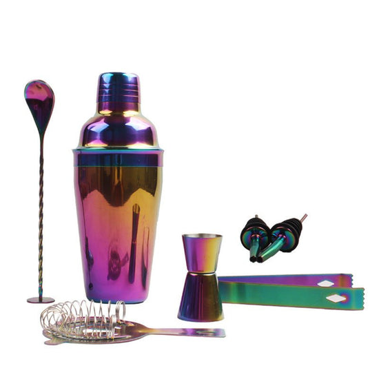 8-Piece Stainless Steel Cocktail Shaker Set, Electroplating Colorful Shaker $43.40 Dana Fashion style: 550ml Dana's Kitchen Specification: Material: Stainless steel Style: Western Color: Blue Components: 8 Number of kits: 8 sets Specification: 550ml 8-pie