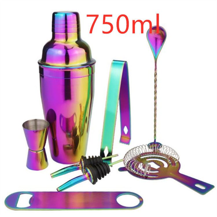 8-Piece Stainless Steel Cocktail Shaker Set, Electroplating Colorful Shaker $45.49 Dana Fashion style: 750ml Dana's Kitchen Specification: Material: Stainless steel Style: Western Color: Blue Components: 8 Number of kits: 8 sets Specification: 550ml 8-pie