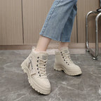 Fleece Lace-up Boots Winter Warm Short Plush High-top Shoes - DanaFashionstore