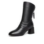 Autumn And Winter Women's Pointed Thick Heel And Fleece Martin Boots - DanaFashionstore