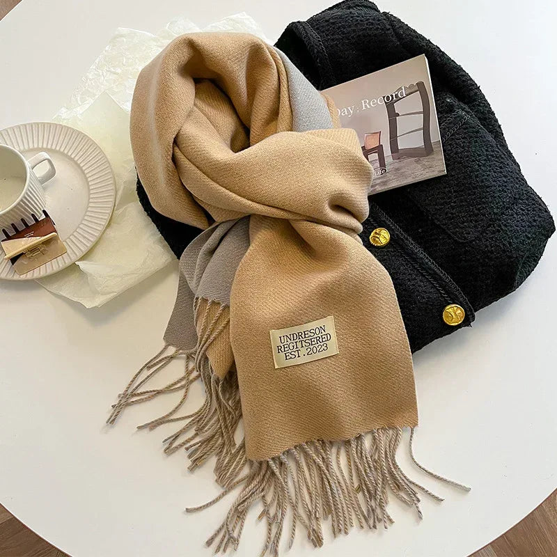 Double-sided Artificial Cashmere Scarf Women's Winter Warm Couple - DanaFashionstore