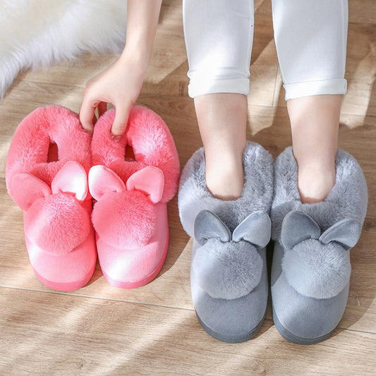 Rabbit slip-on cotton slippers