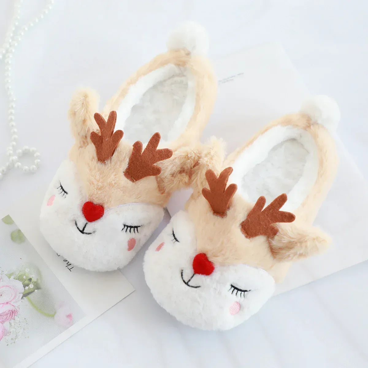 Love Elk Plush Home Warm Slippers - DanaFashionstore