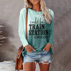 Retro Casual 3D Digital-Print Fashion Womens Crew-Neck T-Shirt Top