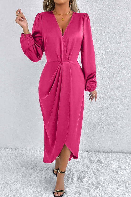 Satin European And American Style Dress High-grade $47.06 Dana Fashion Color: Army Green Size: L Women's clothing Product information: Color: khaki, Brown, Army Green, Rose Red, green, orange, pink, blue Waist type: high waist Size: XS,S,M,L,XL,XXL Sleeve