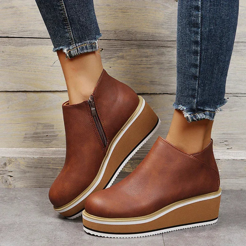 Ankle Boots Women Chunky Block Heel Shoes - DanaFashionstore