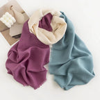 Herringbone Pattern Monochrome Artificial Cashmere Scarf Women's Simple Casual Style Tassel Warm Shawl - DanaFashionstore