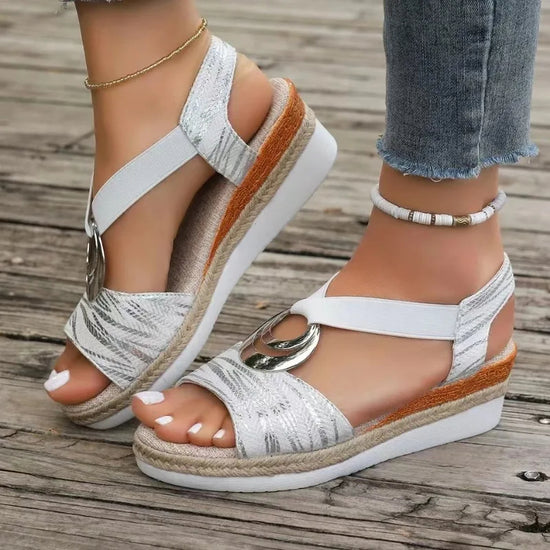 Women's Summer New Hemp Rope Wedge Light Bottom Peep Toe Sandals