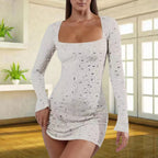 Sequin Square Collar Dress 2026 - Colorful Tight Party Dress - DanaFashionstore