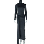 Women's Solid Color Round-neck Long-sleeved Dress - DanaFashionstore