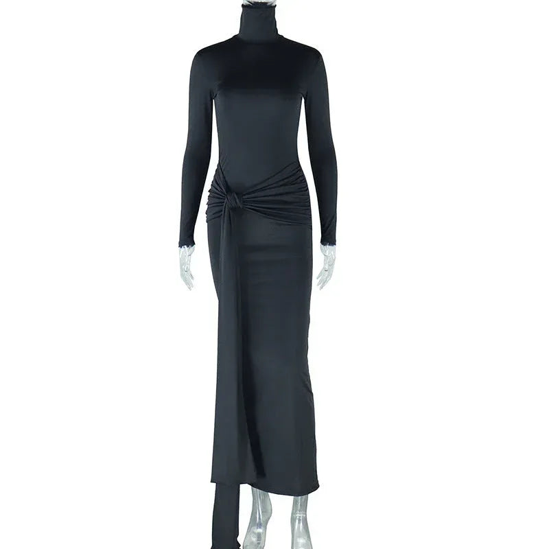 Women's Solid Color Round-neck Long-sleeved Dress - DanaFashionstore