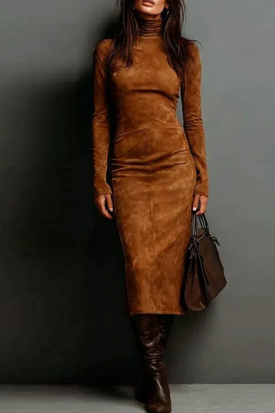 Turtleneck Long-sleeved Dress Fashion Sexy Slim-fitting Bodycon Long Dresses Women's Clothing - DanaFashionstore