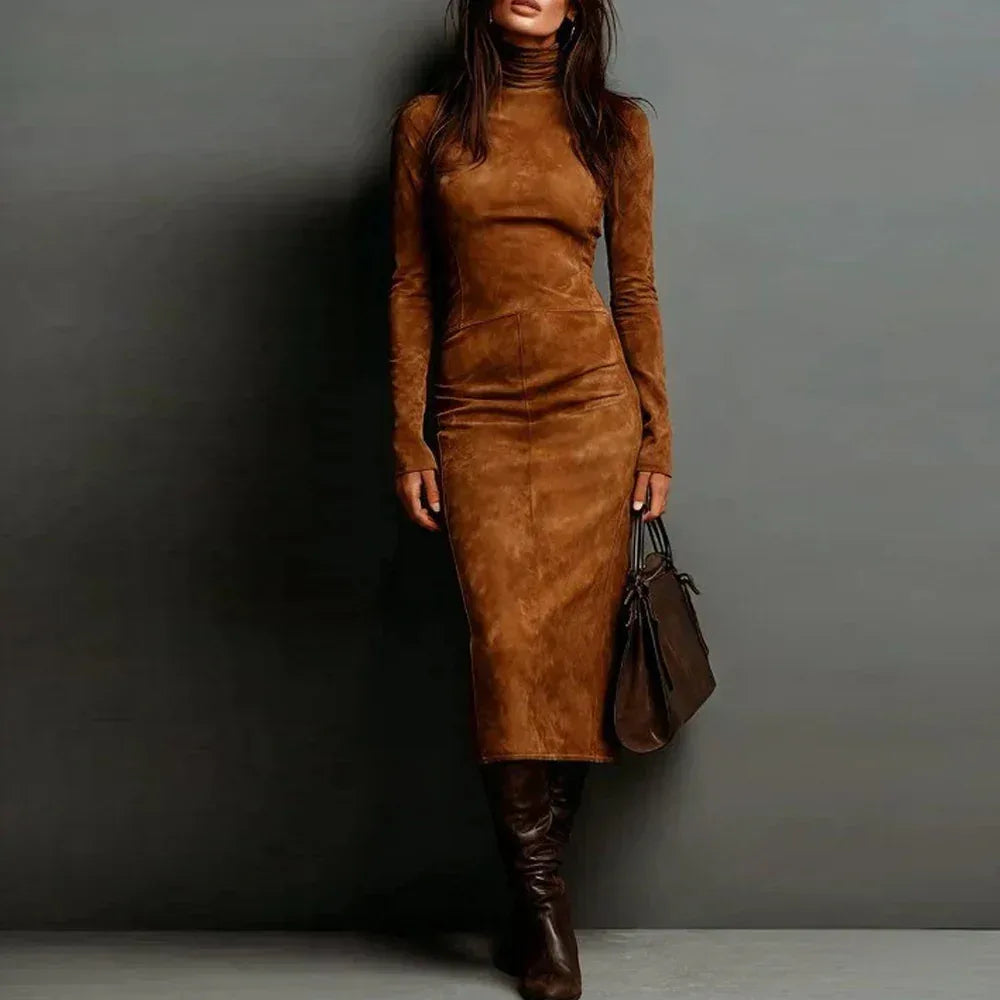Turtleneck Long-sleeved Dress Fashion Sexy Slim-fitting Bodycon Long Dresses Women's Clothing - DanaFashionstore
