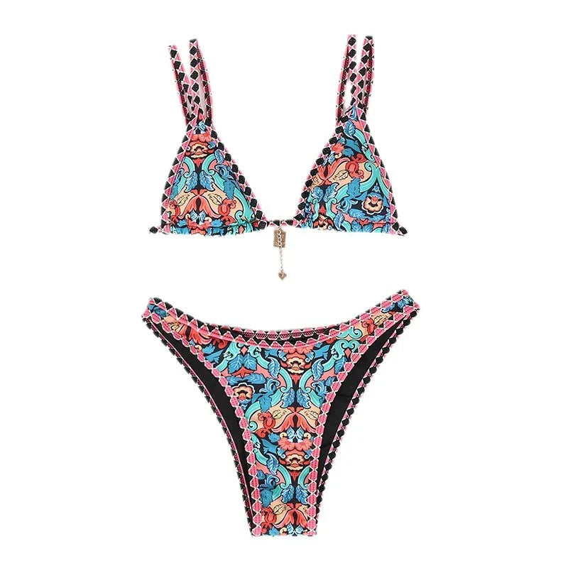 Retro 4-color Printed Women's Swimwear Bikini - DanaFashionstore