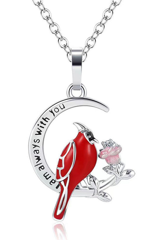 Creative Heart Shaped Cardinal Pendant Necklace, Exquisite Party Commemorative Accessory Gift Jewelry Anniversary Party Gifts, Valentine's Day Gift