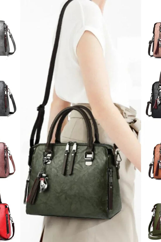 Vintage Handbag Women PU Leather Tassel Top-handle Bag Fashion Lady Tote Luxury Large Capacity Shoulder Bag - DanaFashionstore