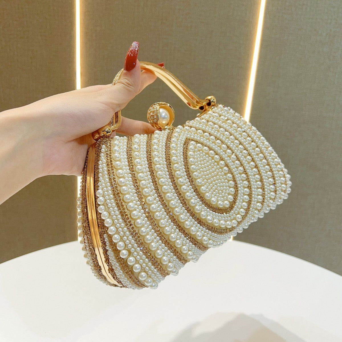 Women's Pearl Diamond Shoulder Handbag - Dana Fashion