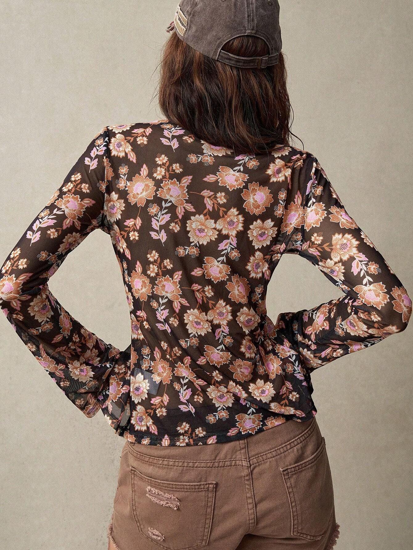 European And American Printed Shirt Women's Slim Fit Slimming Retro Temperament - DanaFashionstore