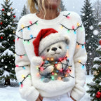 Womens Printed Christmas Flannel Hoodie Top - DanaFashionstore