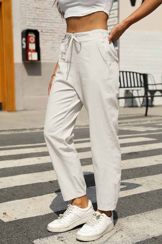 New Casual Linen Drawstring Pants For Women - Comfortable & Stylish - Dana Fashion