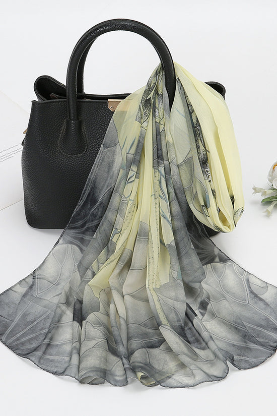 Thin Chiffon Lotus Pond Moonlight Printed Silk Scarf