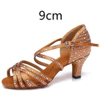 Latin Dance Shoes Hot Drilling Full Drilling Middle Heel - DanaFashionstore