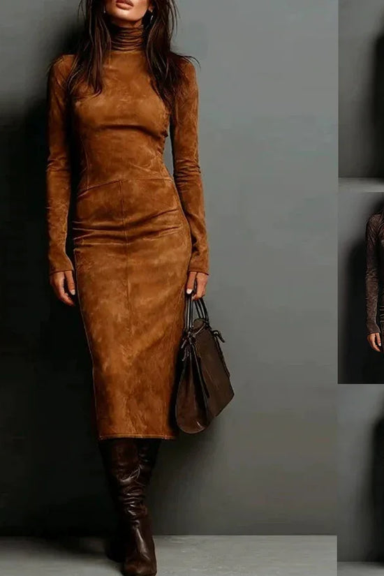 Turtleneck Long-sleeved Dress Fashion Sexy Slim-fitting Bodycon Long Dresses Women's Clothing - DanaFashionstore