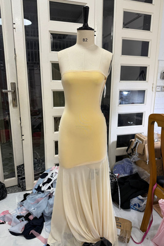 Solid Color Chest-wrapped Mesh Dress Sleeveless