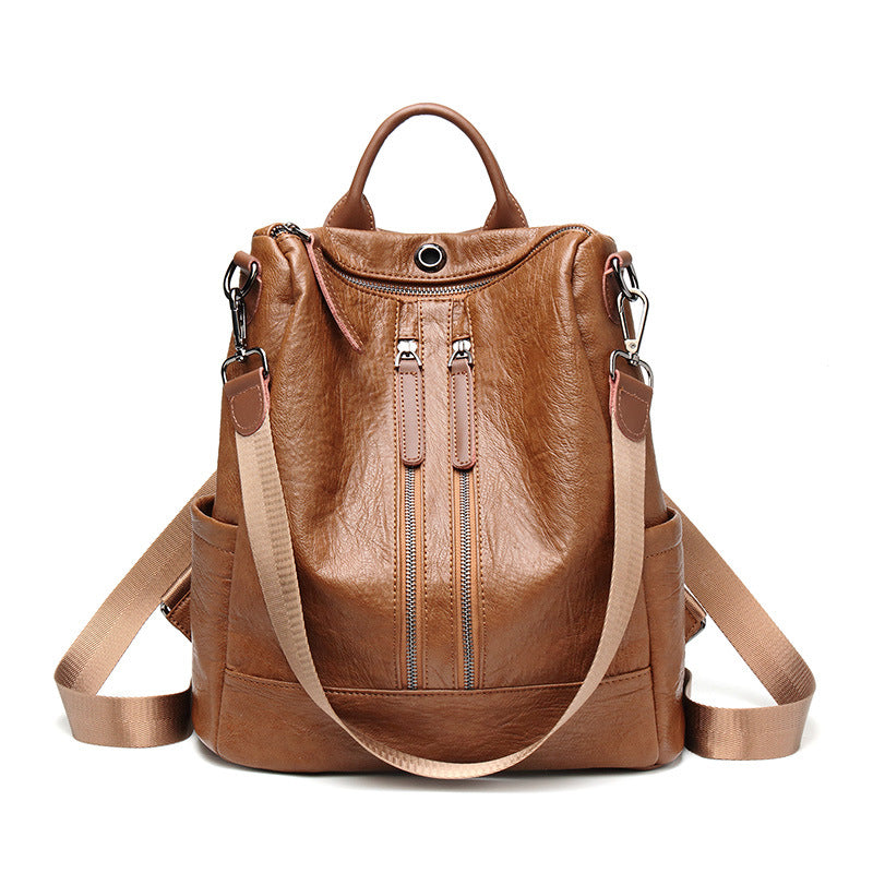 All-in-one multifunctional soft leather backpack