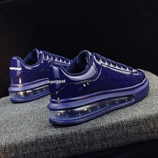 Patent Leather Shiny White Shoes For Men Couple Models All-match Korean Sports Shoes Men - DanaFashionstore