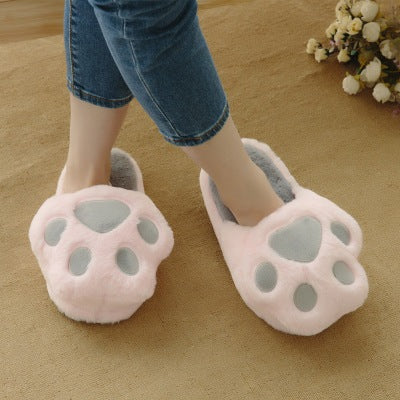Imitation rabbit fur and cat's paw slippers