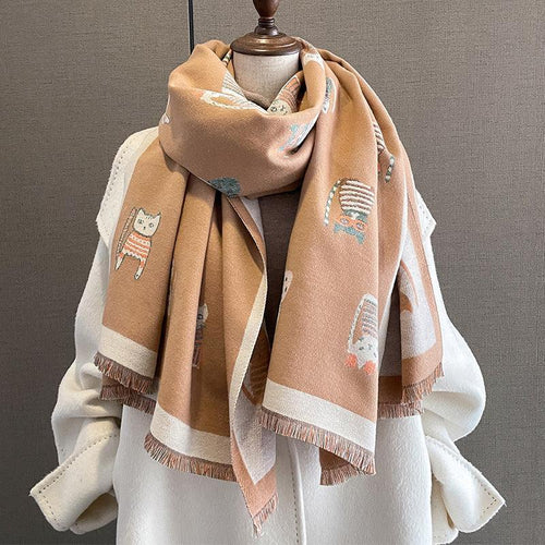 Fashion Artificial Cashmere Scarf Female Winter Korean Style Versatile Student Thickened Scarf Dual-purpose Shawl Outer Match - DanaFashionstore