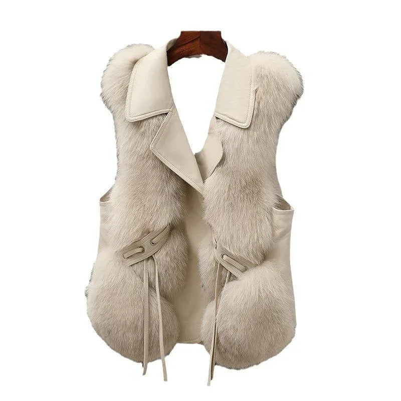 Fur Vest Short Coat 2026 - Patchwork Fox Fur Jacket Women's Warm Vest - DanaFashionstore