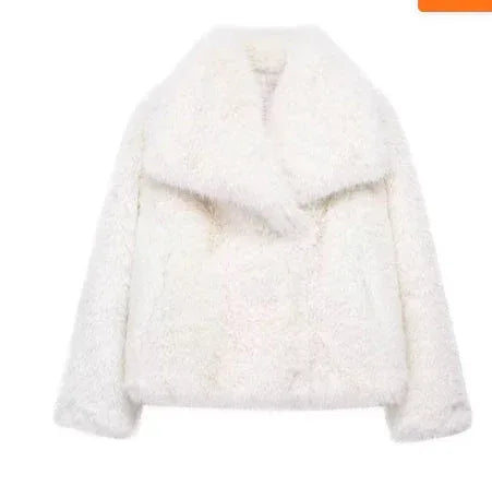 Winter Plush Coat Fashion Warm Thicken Fluffy Lapel Jacket Outwear Casual Long Sleeve Tops Womens Clothing - DanaFashionstore