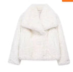 Winter Plush Coat Fashion Warm Thicken Fluffy Lapel Jacket Outwear Casual Long Sleeve Tops Womens Clothing - DanaFashionstore