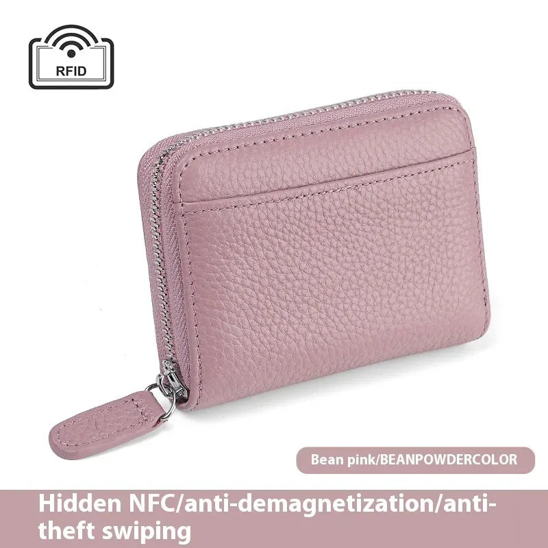 2024 RFID Genuine Leather Card Wallet Men Women Purse With Coin Pocket Zipper Credit Card Holder Small Wallets Bags - DanaFashionstore