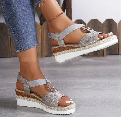 Women's Summer New Hemp Rope Wedge Light Bottom Peep Toe Sandals - DanaFashionstore