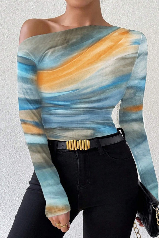 Print Long Sleeve T-Shirt Graphic Tees Women Tops