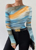 Print Long Sleeve T-Shirt Graphic Tees Women Tops - DanaFashionstore