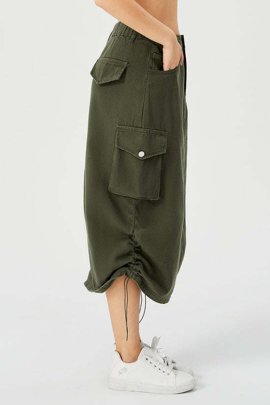 Women's Cargo Long Skirt Casual Streetwear Loose High Waist Front Split Maxi Skirt With Pocket Women's Cargo Long Skirts High Waisted Pencil Skirt Midi Length Jean Skirt With Cargo Pockets