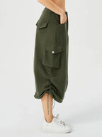 Women's Cargo Long Skirt Casual Streetwear Loose High Waist Front Split Maxi Skirt With Pocket Women's Cargo Long Skirts High Waisted Pencil Skirt Midi Length Jean Skirt With Cargo Pockets - DanaFashionstore