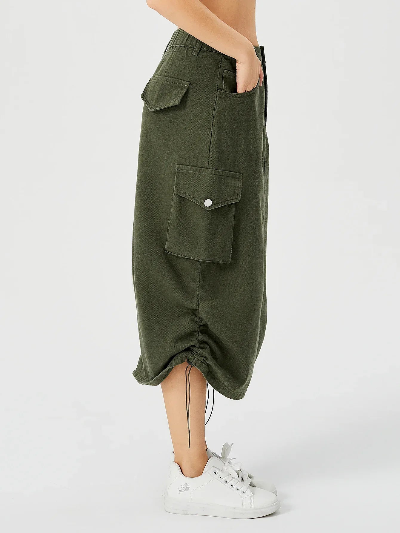 Women's Cargo Long Skirt Casual Streetwear Loose High Waist Front Split Maxi Skirt With Pocket Women's Cargo Long Skirts High Waisted Pencil Skirt Midi Length Jean Skirt With Cargo Pockets - DanaFashionstore
