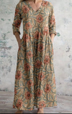 Loose Fashion Premium V-neck Print Dress