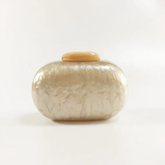 Women's Oval Acrylic Solid Color Pearly Evening Bag - DanaFashionstore