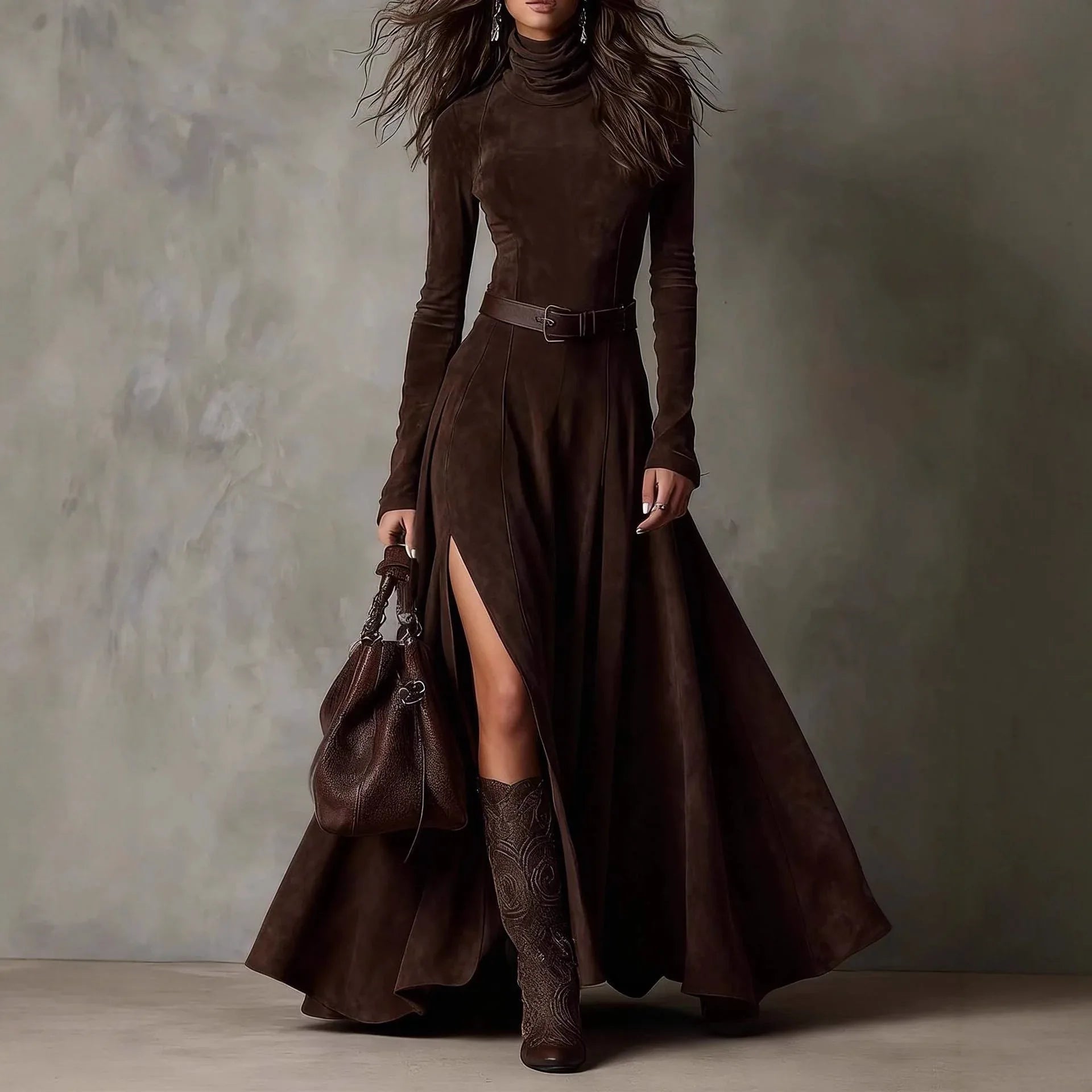 Long Stylish Dress With A BeltEuropean And American Fashion - DanaFashionstore