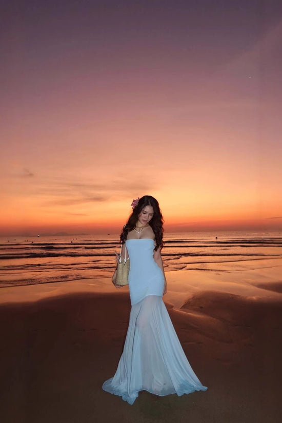 Solid Color Chest-wrapped Mesh Dress Sleeveless
