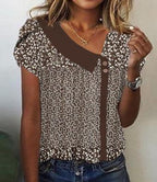 Casual Diagonal Collar Short-sleeved T-shirt - DanaFashionstore