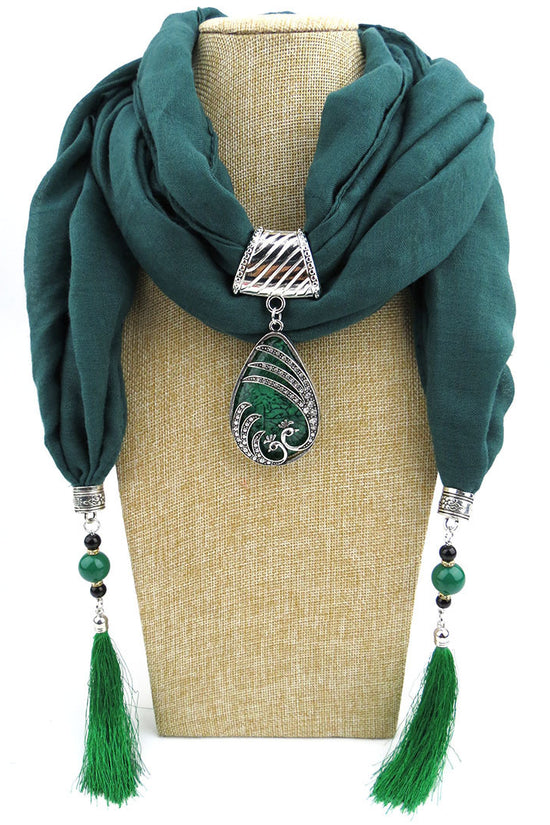 Ethnic Style Peacock Pendant Gem Tassel Scarf Shawl Autumn And Winter Women's Scarf