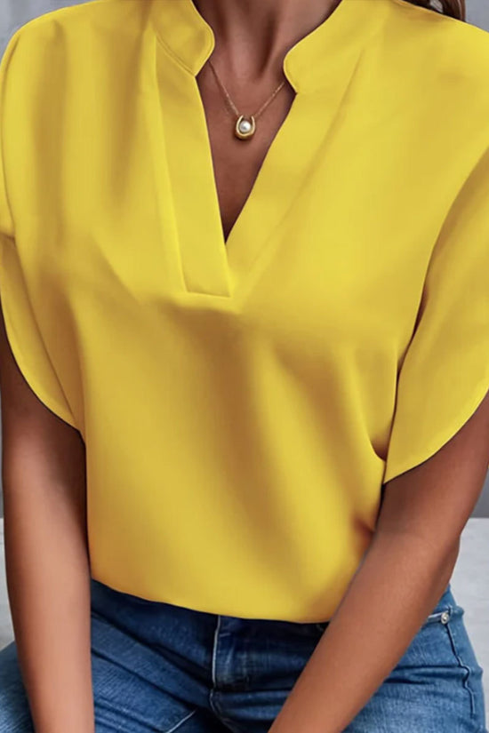 Summer Short-sleeved Chiffon Shirt New V-neck Shirt Women's Casual Versatile Clothing